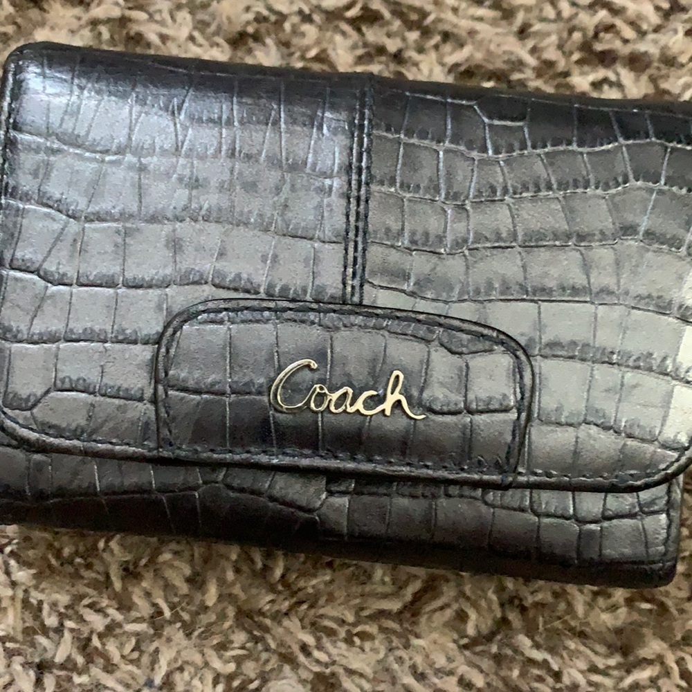 Coach wallet unique croc embossed leather grey